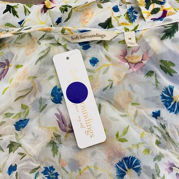 🚨Final Sale Soft Surroundings Open Front Kimono Sheer Cardigan Embroidered M - Picture 12 of 12